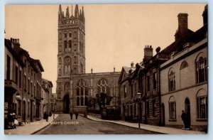 c1910 Warwick Tuck Vandyke Glazed Vintage Postcard St. Mary's Church No. 2110