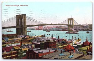 1909 Brooklyn Bridge New York NY Richmond Stove Company Landmark Posted Postcard