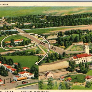 1939 Boise, ID Bob's Auto Park Birds Eye Capitol Boulevard 30 Map Ry. Depot A230