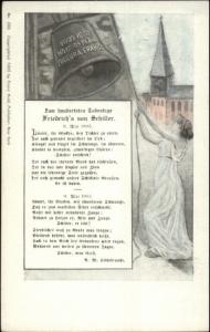 Woman Ringing Bell Latin & German - US American Patriotic 1905 Franz Huld PC
