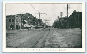 TOPEKA, KS ~ KANSAS AVENUE Street Scene c1910s Shawnee County  Postcard