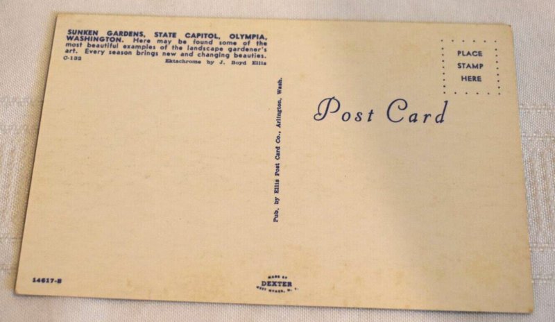 Sunken Gardens State Capitol Olympia Washington Postcard Dexter Press