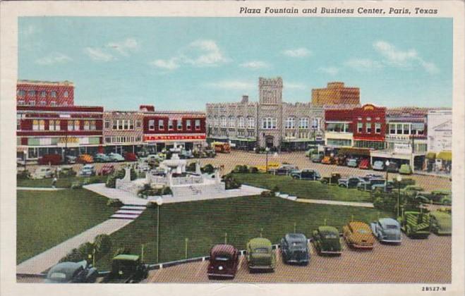 Texas Paris Plaza Fountain and Business Section 1943 Curteich
