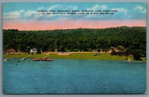 Postcard Lake Taneycomo MO c1940s Rockaway Beach in the Ozarks South of Route 66