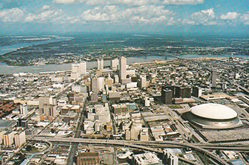 Louisiana New Orleans Aerial View Of Downtowm With Superdome