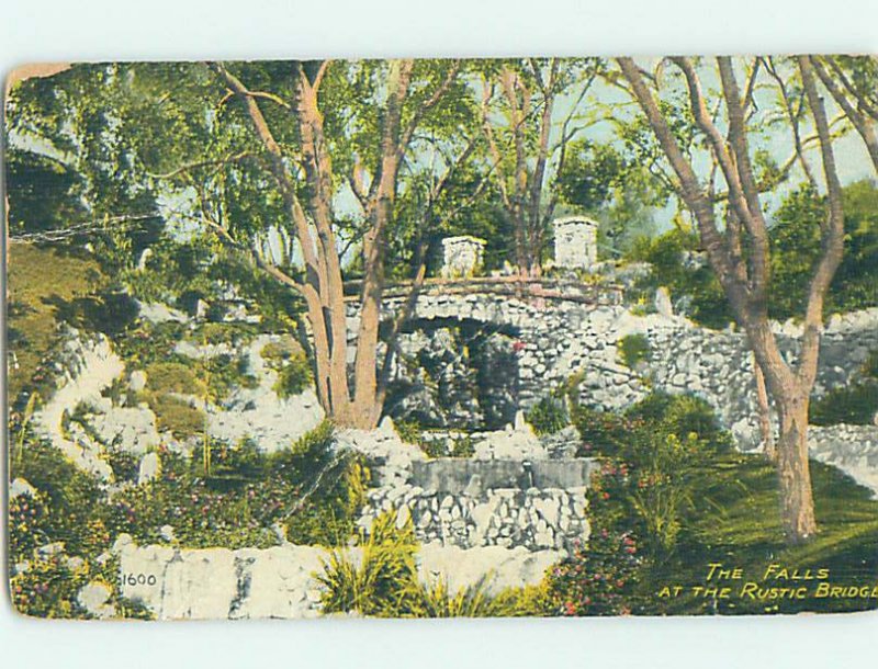 Divided-back FALLS AT RUSTIC BRIDGE Postmarked Los Angeles California CA AD8218