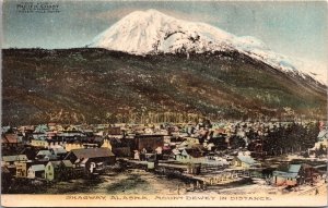 Hand Colored Postcard Skagway, Alaska with Mount Dewey in Distance