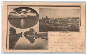 1905 Silver Lake By Moonlight Old Fort Winnebago The Canal Milwaukee WI Postcard