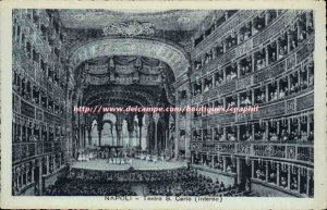 Italy Napoli italia Old Postcard Teatro S Carlo (interno)