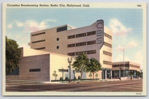 Postcard Columbia Broadcasting Station Building Radio City Hollywood California