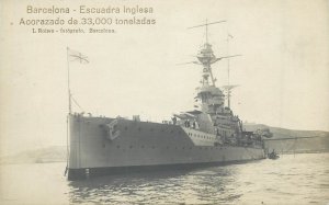 Warships destroyers english squadron navy fleet Barcelona real photos L. Roisin 