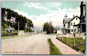 Rutland Vermont c1910 Postcard Town Center Street Houses
