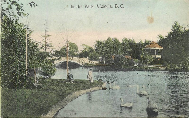 Postcard Canada Victoria BC In the Park hand colored undivided 23-6621
