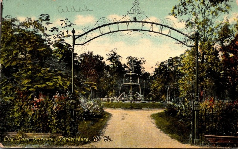 West Virginia Parkersburg City Park Entrance 1909 Curteich