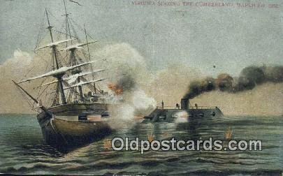 Virginia Sinking In The Cumberland Sailboat 1907 light crease top edge, posta...