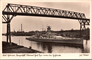 Mint Germany Picture Postcard Ship Admiral Graf Spee Under Bridge Hochbrucke
