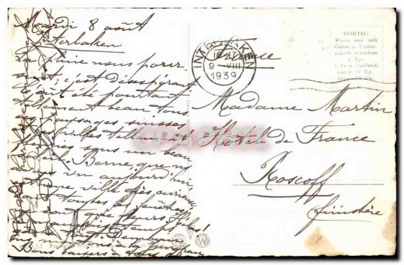 Austria - Austria - Kursaal Interlaken clock - flowers Old Postcard