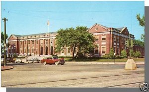 Portland, Maine/ME Postcard, US Post Office, 1950's Red Station Wagon