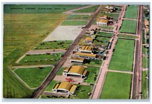 Cleveland Ohio OH Postcard Municipal Airport Plane Building View 1941 Vintage