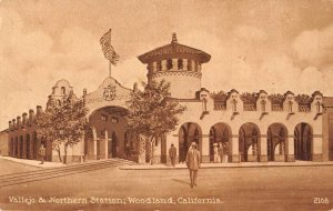 Woodland California Vallejo and Northern Train Station Postcard AA41514