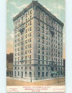 Divided-Back CUMBERLAND HOTEL AT BROADWAY & 54TH STREET New York City NY B3129