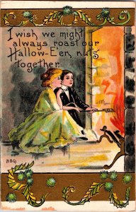 Vintage Victorian Man & Woman, Couples, Romantic Antique Halloween Postcard