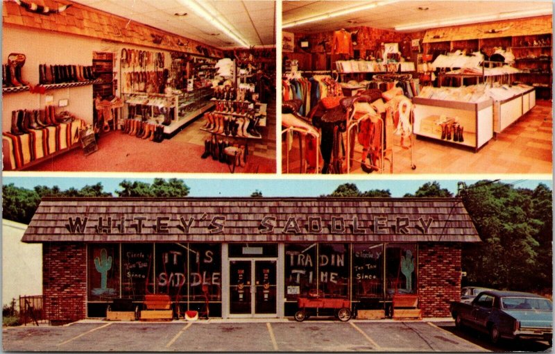 Centereach Long Island NY - WHITEYS SADDLERY - CHROME VINTAGE RETAIL postcard 