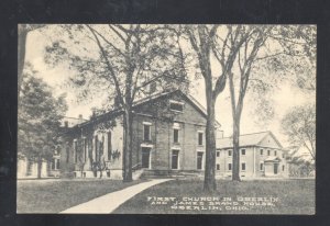 OBERLIN OHIO FIRST CHURCH IN OBERLIN VINTAGE POSTCARD