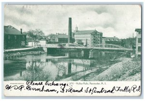 1906 Valley Falls Bridge Lake River Buildings Pawtucket Rhode Island RI Postcard