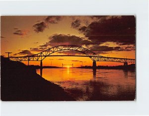 Postcard Sun setting over the Cape Cod Canal, Massachusetts