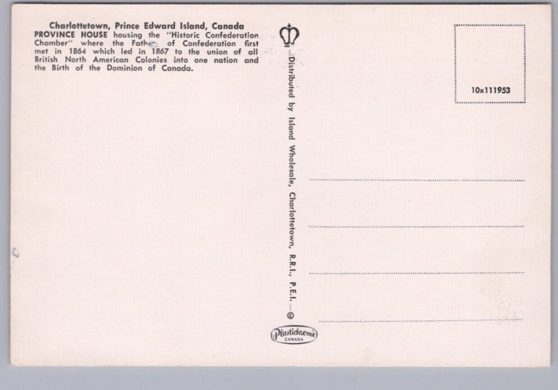 Province House, Charlottetown, Prince Edward Island, Chrome Postcard