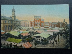 Leicestershire LEICESTER Animated Market Place Scene c1905 Postcard