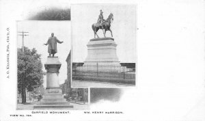 GARFIELD MONUMENT WM. HENRY HARRISON CINCINNATI OHIO PMC POSTCARD (c. 1900)