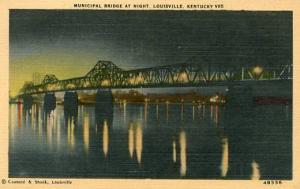 KY - Louisville, Municipal Bridge at Night