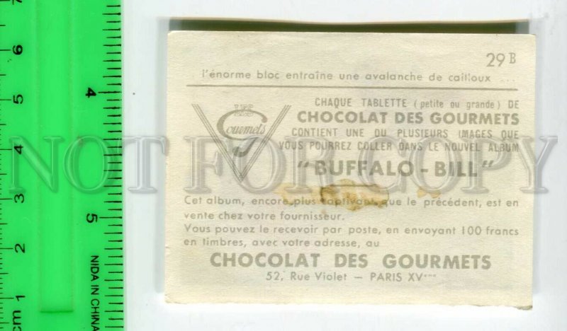 428161 FRANCE BUFFALO BILL WILD WEST ADVERTISING chocolate des Gourmets card