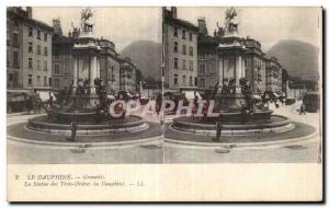 Stereoscopic Card - Switzerland - Grenoble - The Statue of the Three Orders o...