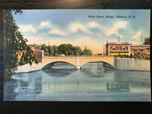 Vintage Postcard 1930-1945 Main Street Bridge Nashua New Hampshire