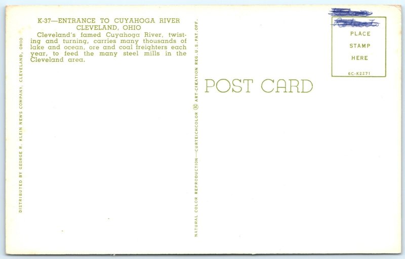 c1950s Cleveland OH Downtown Scene Cuyahoga River Industrial Ford Sign Shop A300