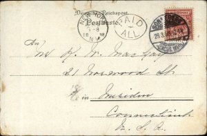 Easter Fantasy Rabbits w/ Eggs Frog Border  Gnomes 1898 German Postcard