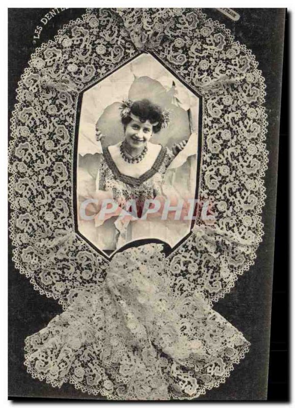 Old Postcard Folklore Lace Dentelliere Ireland