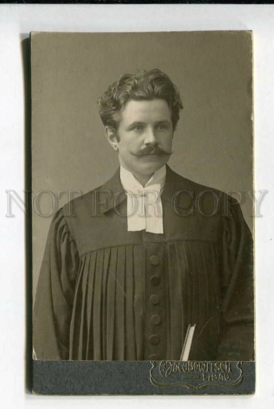 428290 Latvia Libau PRIEST Pastor AUTOGRAPH 1912 y CDV PHOTO