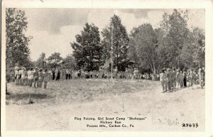 Flag Raising Girl Scout Camp Shehaqua Hickory Run Poconos PA Vtg Postcard W22