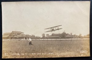 Mint USA Real Picture Postcard JV Turpin In His Wright Biplane