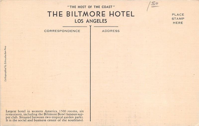 Los Angeles California~Biltmore Hotel~US & Internat'l Flags on Bldg~Info Bk~1910