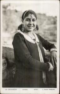 Ethnography - Granada Gitana Native Gipsy Gypsy Woman Real Photo Postcard #2