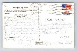 Greetings Akron Ohio Multi View Scenic Landmarks Chrome Cancel WOB Postcard