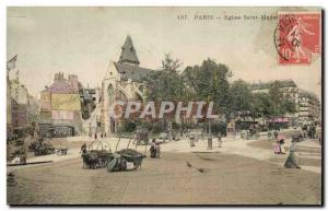 Paris Old Postcard Church of Saint Medard