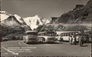 Austria Bus Buses - Grossglockner Parking Lot Real Photo Postcard