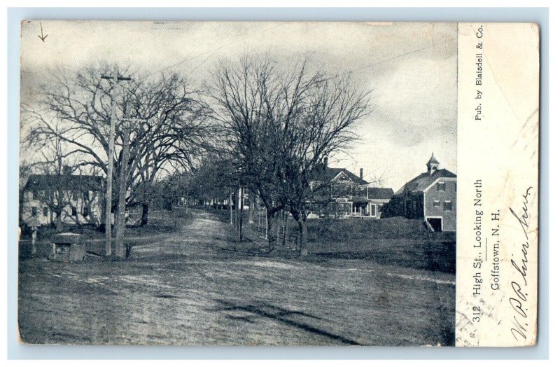1906 High Street Looking North Goffstown New Hampshire NH Antique Postcard