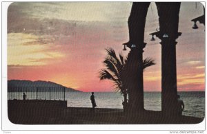 PUERTO VALLARTA, Jalisco, Mexico, 1940-1960's; Sunset Of The Bay Seen From Th...
